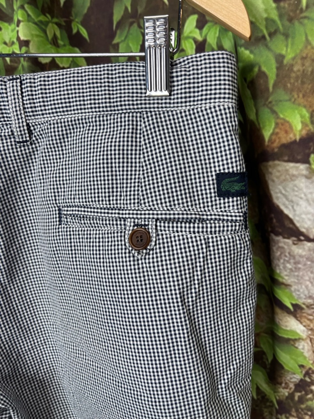 LACOSTE Men's Black and White Gingham Check Preppy Cotton Shorts, 32 - Picture 7 of 9